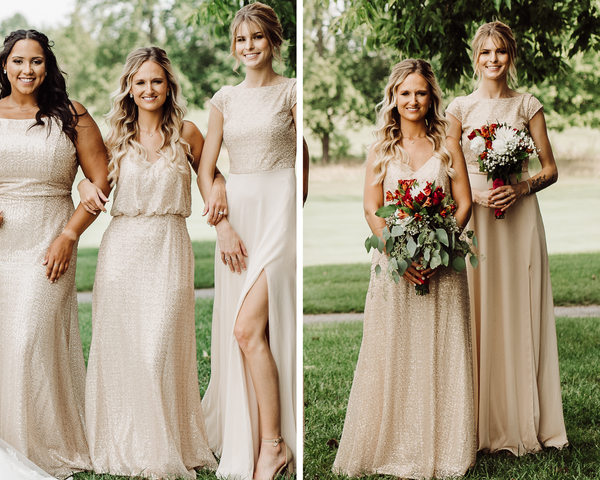 gold bridesmaid dresses